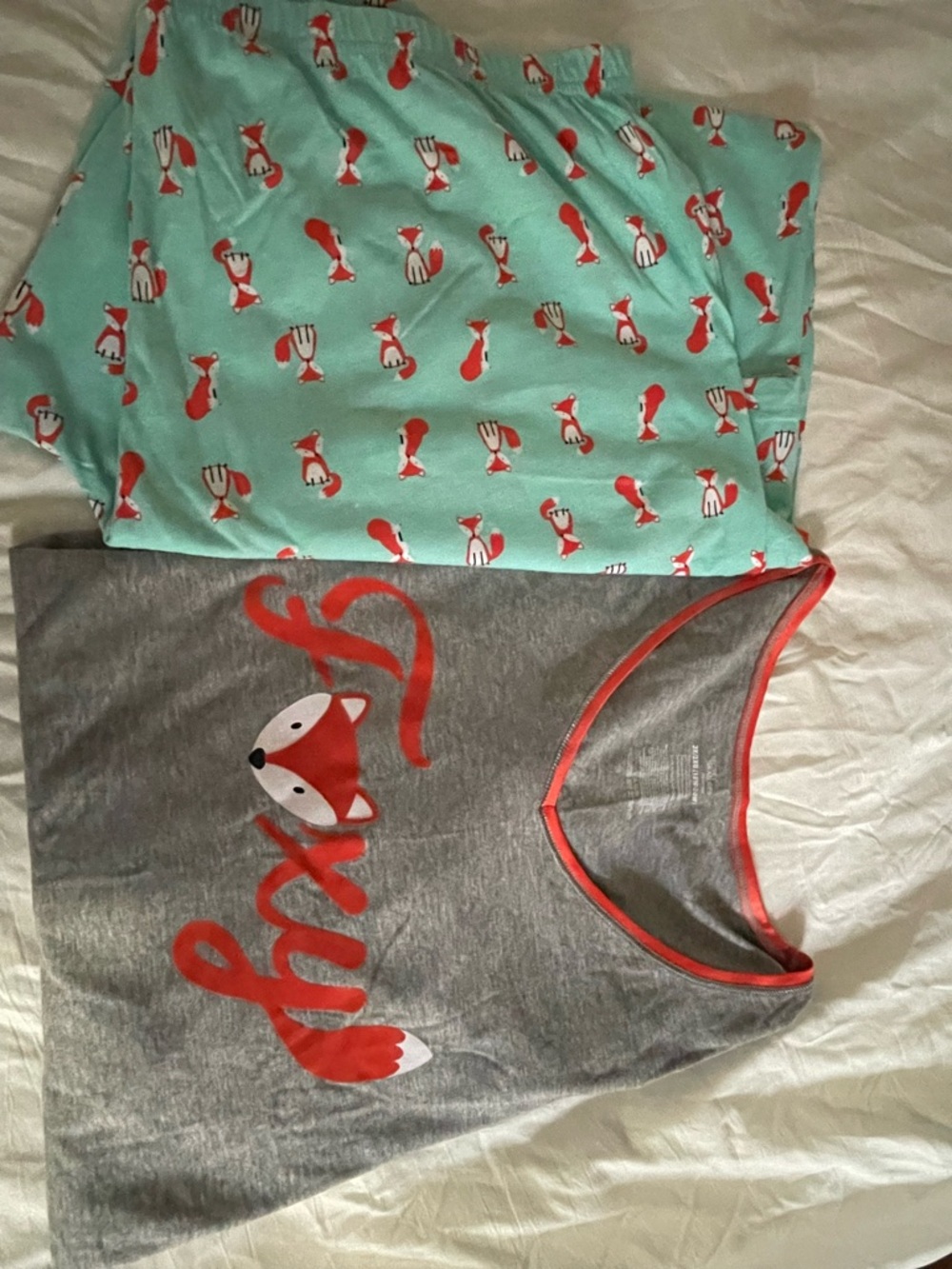 Secret Treasures Gray & Mint Fox Pajama Set NWOT - Picture 3 of 6